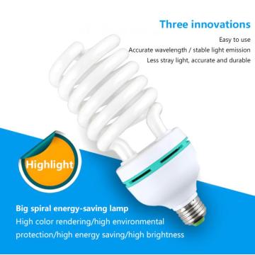 85W /125W Full Power Half Spiral White Light Yellow Light Spiral Fluorescent Day Light Bulbs Lamp For Photo Studio Energy Saving