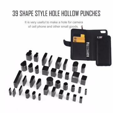 39pcs/set Leather Hole Hollow Cutter Punch Sets Metal Hole Cutter Punches Handmade Leather Craft DIY Tool for Phone Holster