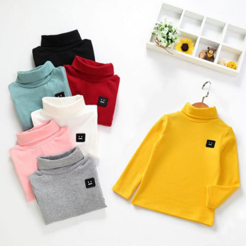 Baby Boys Girls T-shirts New Casual Turtleneck Children Shirts Long Sleeve Warm Toddlers Kids Fall Clothing Tops Tees