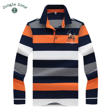 High Quality Solid color 3D Embroidery Polo Shirt Casual Polo Shirt men's Long sleeve polo shirt 2019 new Striped men Polos 8808