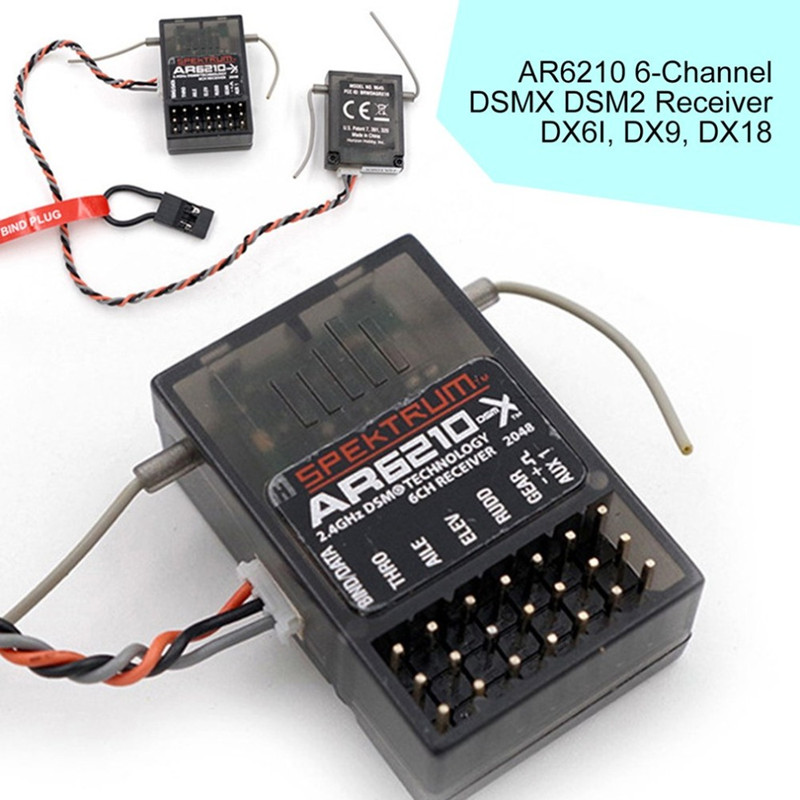 DSMX 6 CH AR6210 RC Receiver RX W/ Satellite Support for DSM2 SPEKTRUM DX6i DX7 DX8 DX9 JR DSX6 DSX7 DSX8 RC Transmitter Radio
