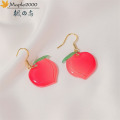 Fashion Acrylic peach ear studs earring for women Sweet and refreshing peach earrings babygirl fashion earring jewelry gift