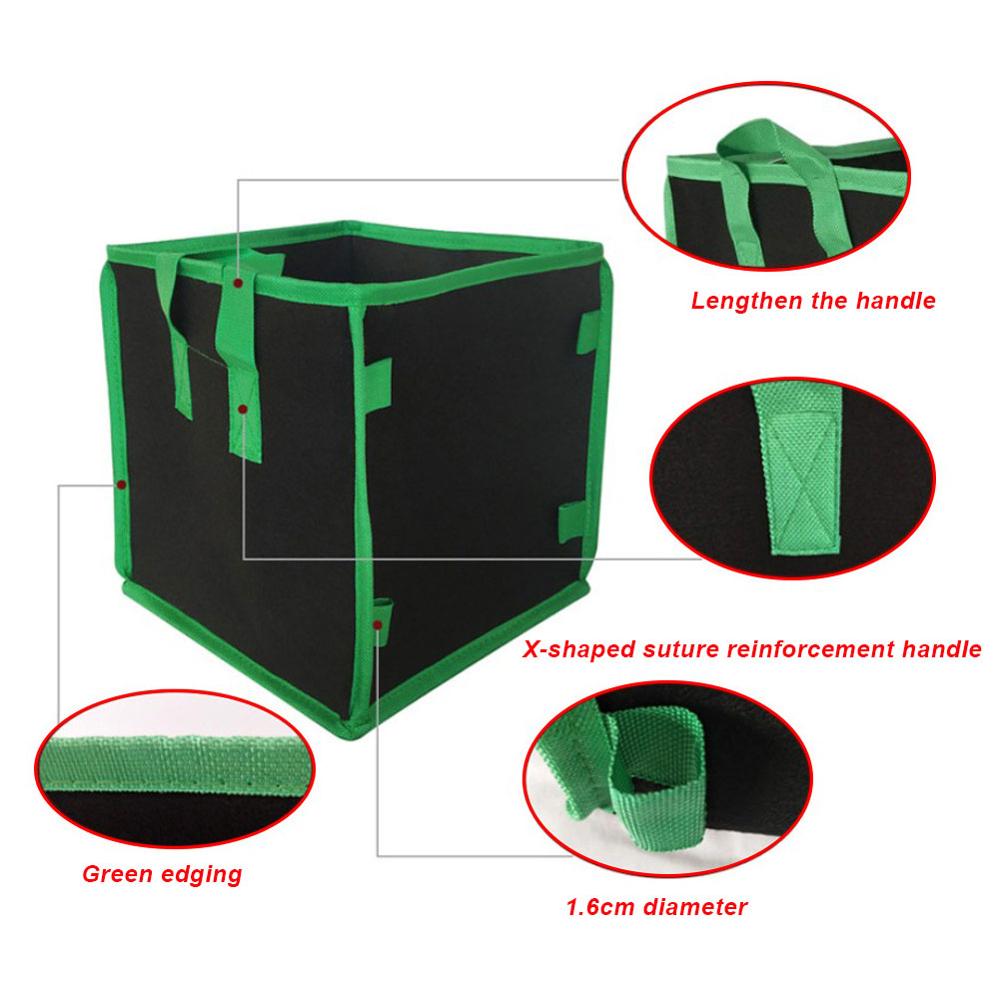 Non-Woven Felt 3/5/7/10 Gallon Fabric Grow Bags Square Planting Bag Breathable Root Pouch Container Plant with Handles Garden