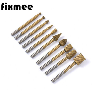 10Pcs/Set HSS Titanium for Dremel Routing Rotary Milling Rotary File Cutter Wood Carving Carved Knife Cutter Tools