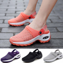 Women Tennis Shoes Breathable Mesh 5cm Height-increasing Slip-on Air Cushion Slippers Outdoor Walking Jogging Woman Sneakers