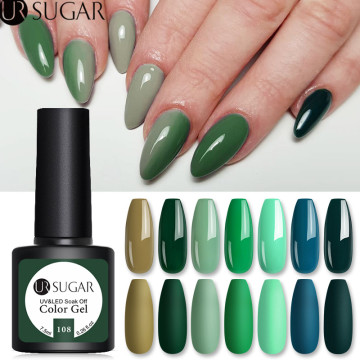 UR SUGAR 7.5ml Green Series Gel Nail Polish Semi Permanent Color UV Gel Varnish Soak Off LED Gel Matte Effect Base Top Coat