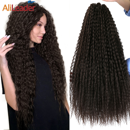 28 pulgadas Afro Kinky Largo Rizado trenzado Pelo Sintético trenzado Crochet Rubio Brown Pink Bundles Ombre Suave Largo Curl para Rusia