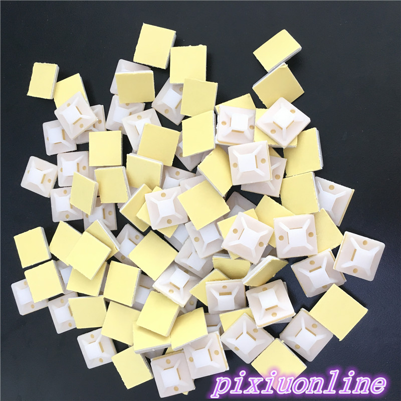 100pcs/lot 20x20mm White Zip Tie Self Adhesive Cable Clips Cable Tie Mount DIY Wire Fix Holder Clamp DS144 Drop Shipping