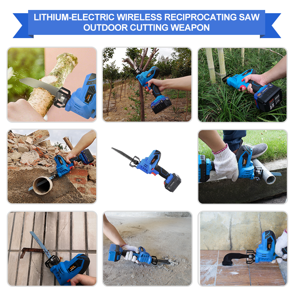 16V Portable Reciprocating Saw Kit Saber Saw with 4.0Ah Lithium Battery Cordless Powerful Wood/Metal Cutting Saw with Suitcase