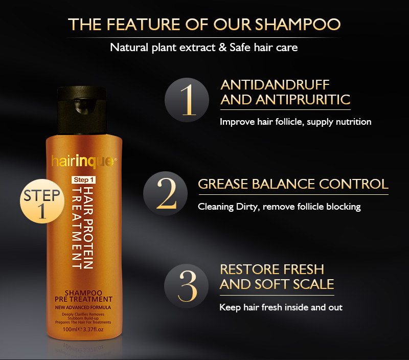 11.11 HAIRINQUE 3.7 percent 24K Gold therapy keratin hair treatment hair care set 100ml x 3 bottles 30 mins repair damaged hair