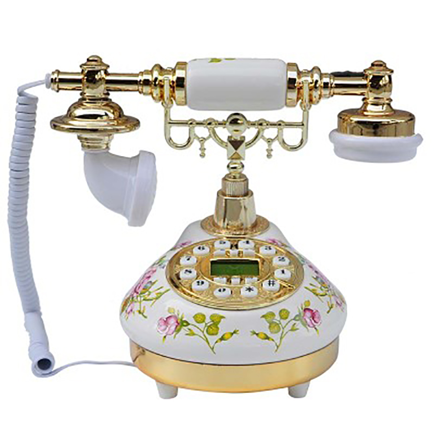 Button Dial Antique Telephone, LCD Display Vintage Telephone Classic European Retro Landline Telephone for Home Hotel Office