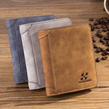 Men's Leather Wallet Credit Card Holder Clutch Coin Purse Luxury Brand Wallet Frosted Short Wallets 2020 Men Wallet Coin Pocket