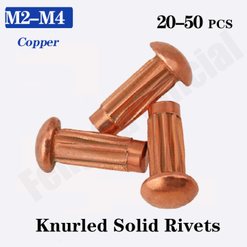 [M2 M2.5 M3 M4 Knurled Solid Copper Rivets For Name Plate GB827