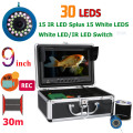 GAMWATER 30 LEDS 9 Inch DVR Recorder 1000TVL Fish Finder Underwater Fishing Camera 15pcs White LEDs plus 15pcs Infrared Lamp