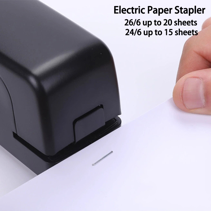 RS Staple Free Automatic Desktop 26/6 Black Electric School Office home Stapler Book Sewer Safe School Office Stationery Supply
