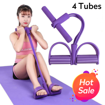 4 Tubes Elastic Pull Ropes Exerciser Rower Belly Resistance Bands Set Home Gym Sport Training Elastic Band For Fitness Equipment