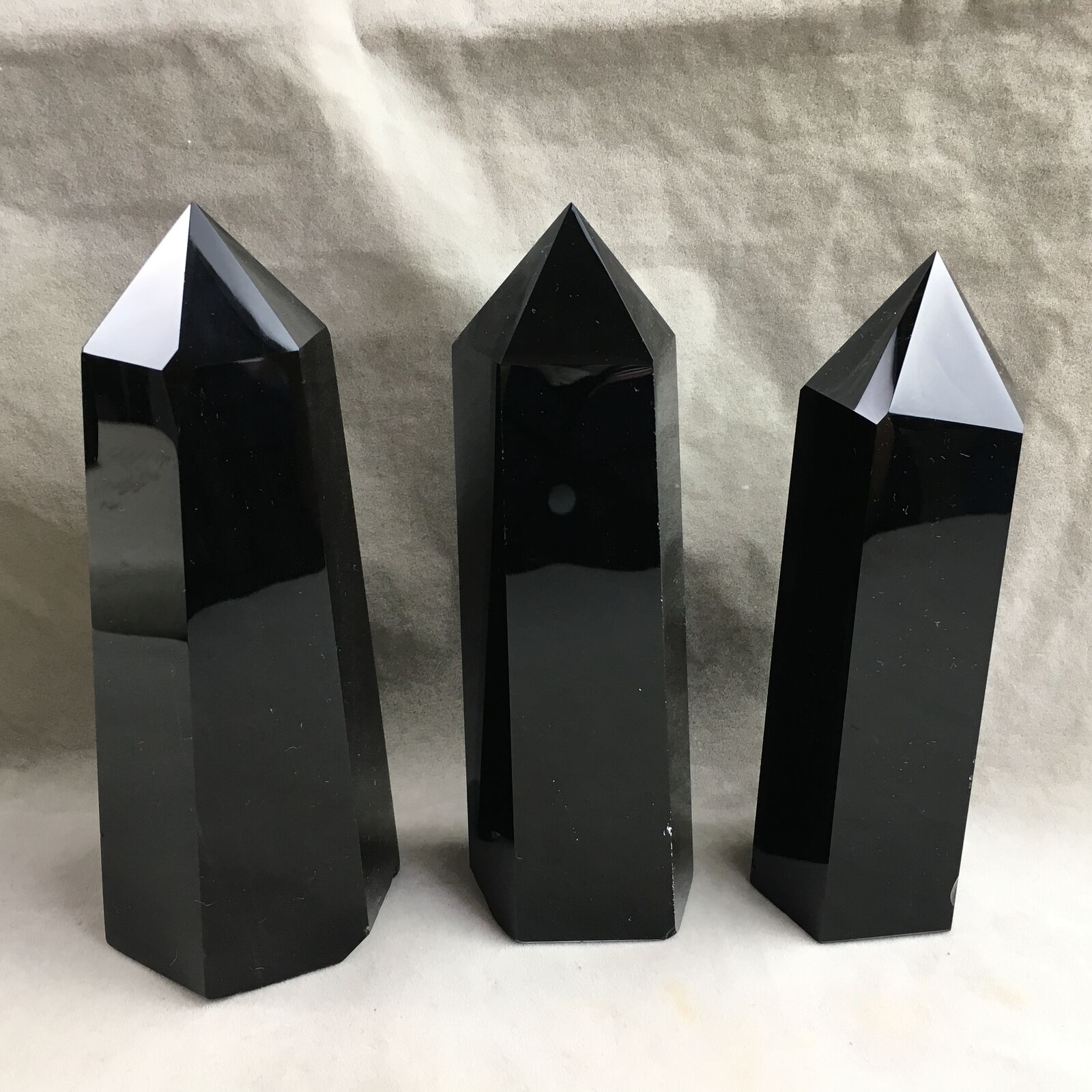 1PC Natural obsidian obelisk point quartz crystal wand healing 550-600g