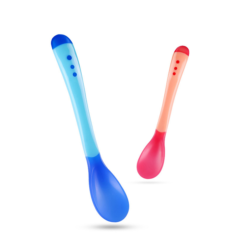 Temperature Sensing Silicone Baby Feeding Spoon Safety Infant Baby Spoon And Fork Feeder Tools Tableware For Children Soup Ladle