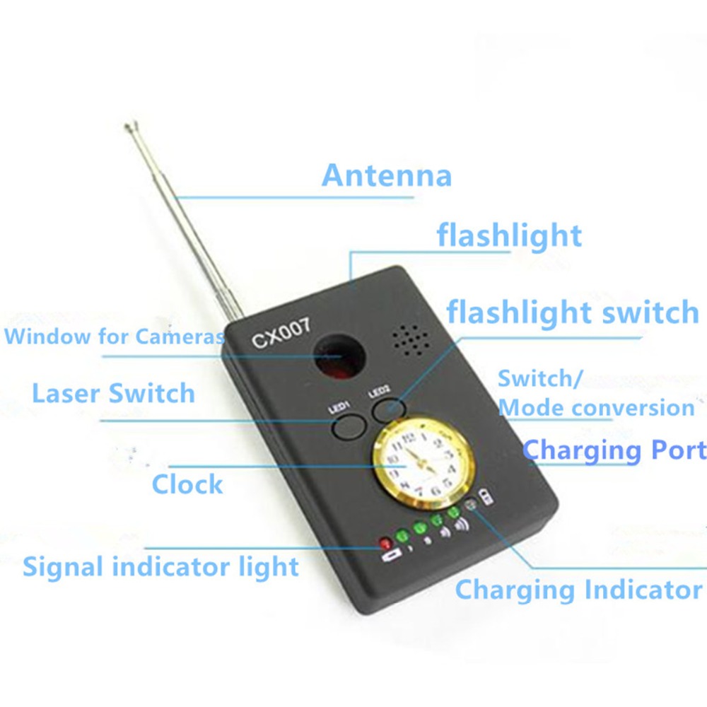 1Mhz-6500GHz Full Range Frequency Detector Multi-Function Signal Camera Phone GSM GPS WiFi Bug Spy RF Detect Finder CX007