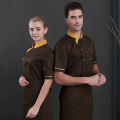 Chef uniform summer short-sleeved uniform hotel restaurant kitchen overalls breathable cool unisex coffee shop waiter overalls