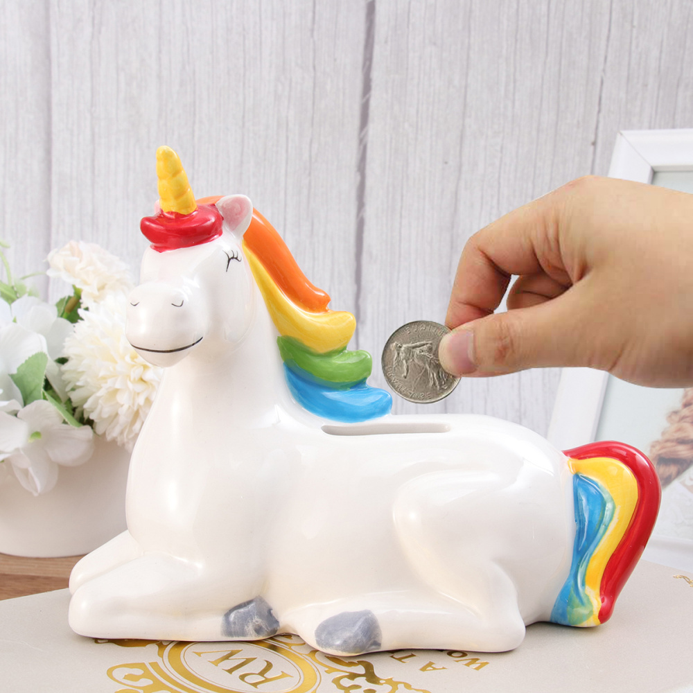 1pc Creative Novel Magical Saving Bank Rainbow Cloud Piggy Bank Money Box for Girls Kids