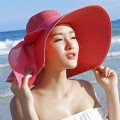 Rimiut Beach Sunscreen Summer Straw Hat Folding Beach Hat Female Big Cap Sunhat Beach Vacation Travel Sun Hat