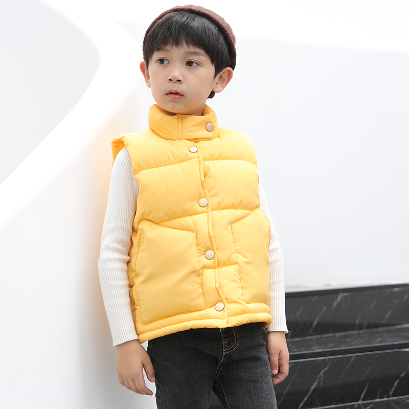 2020 Winter Boys Girls Sleeveless Down Cotton Warm Vest Jacket Solid Color Coat Kids Toddler Warm Waistcoat Vest Outwear Clothes