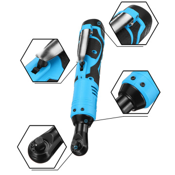Cordless Electric Wrench 18V 60N.m 3/8 Inch 2 Battery Power 90 Degree Right Angle Wrench Ratchet Tool Battery Charger Kit