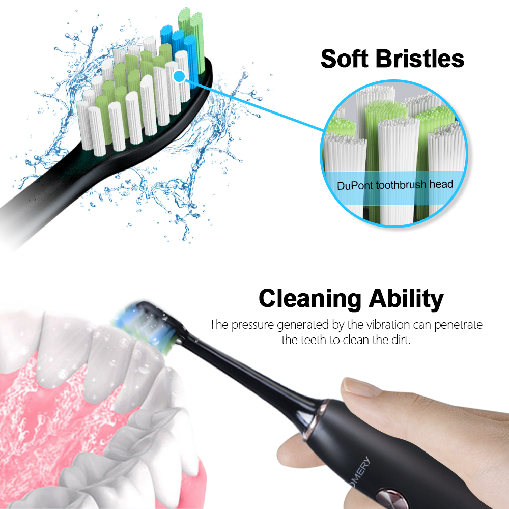 Sonic Electric Toothbrush Smart Tooth Brush KOMERY Ultrasonic Automatic Fast Rechargeable IPX7 50,000 r/min