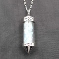 Stone Chip Wish Bottle Pendant with Necklace for Unisex 7 Chakra Stone Chain Pyramid Point Pendulum Healing Dowsing Reiki