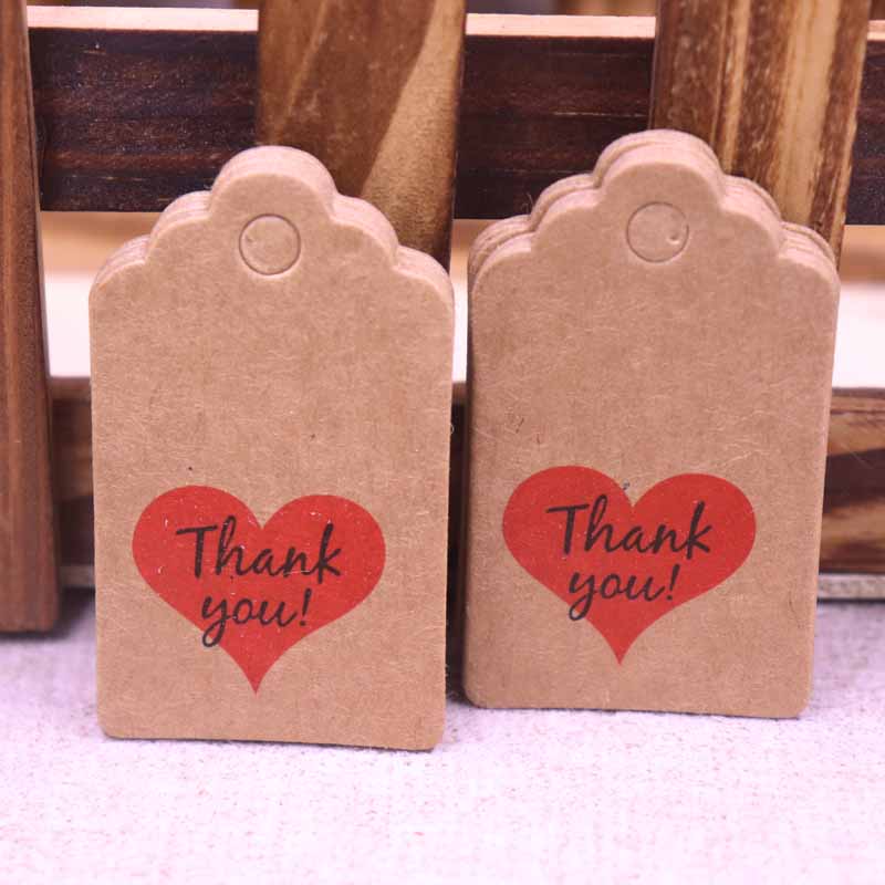 100 pcs 3x5cm hand made with love Kraft /white paper tags Thank you labels bag label handmade paper gift tag handwork price tags