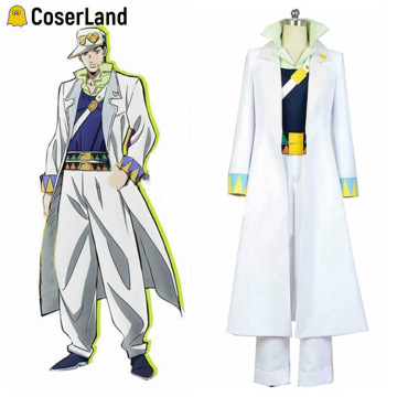 JoJo's Bizarre Jotaro Kujo Cosplay Costume Adventure Kujo Jotaro Cosplay White Uniform Custom Made Fancy Outfit Suit Jacket Hat