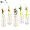 Cowboy Theme Straw Western Cowboy Paper Straws Birthday Party Holiday Decorations Baby Shower Event Party Supplies 20PCS