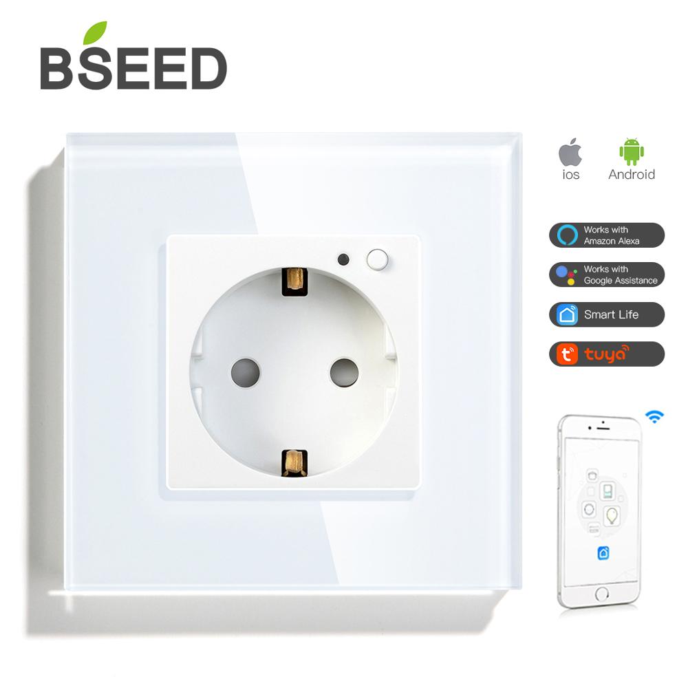 BSEED Single Wifi Wall Socket Work With Tuya Smart Life Socket WIFI Socket White Black Golden Colors 86*86mm For Smart Home