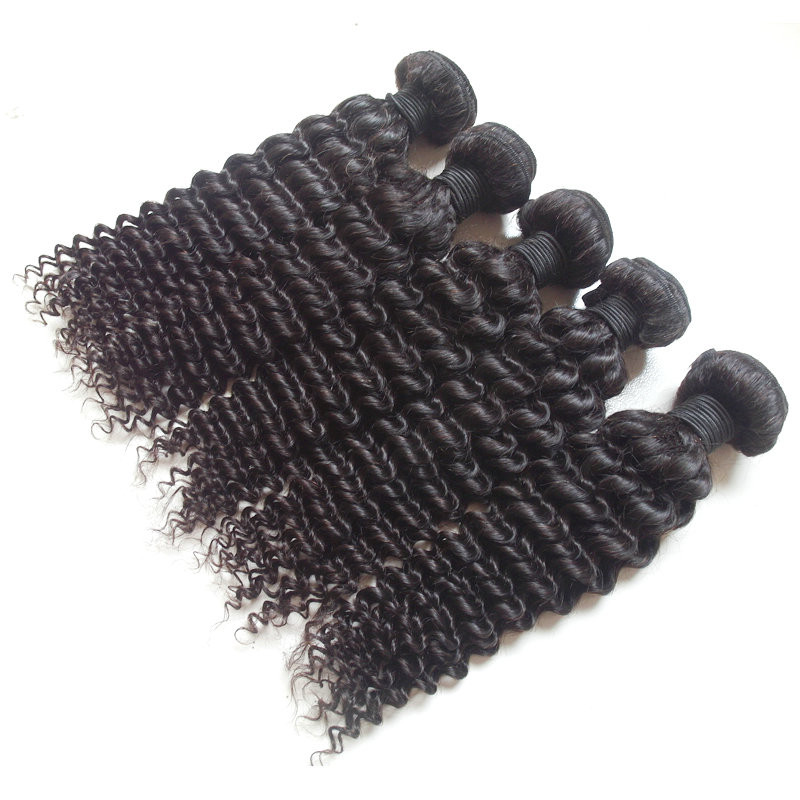 Top Quality Grade 6A 1b# Curly Brazilian Virgin Hair Deep Wave Unprocessed Curly Human Hair 100g/PCS