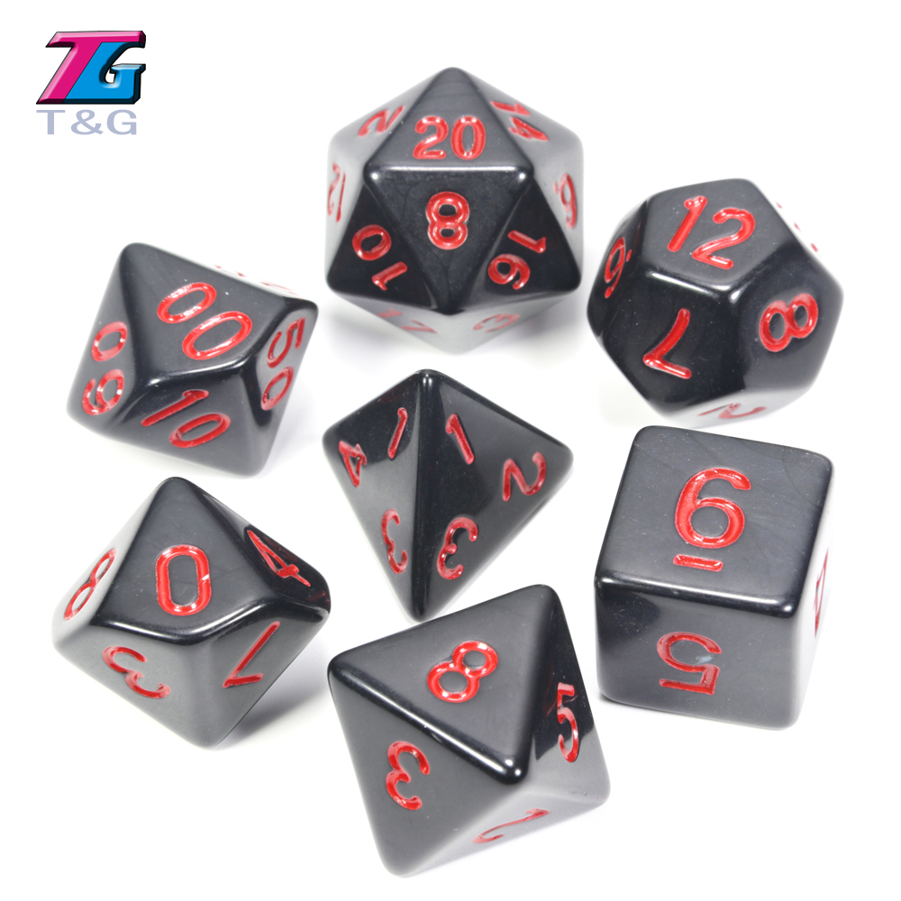 Wholesales dice game 7pc/lot High Quality Multi-colored Dice Set D4,6,8,10,10%,12,20 dnd dados rpg sets