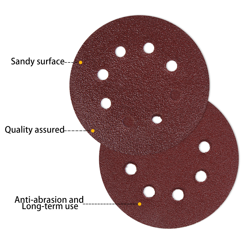 100pcs 5 Inch 125mm Round Sandpaper Eight Hole Sander Discs Hook Loop Sanding Paper Polishing Pad 40-180Grit Abrasives Tools