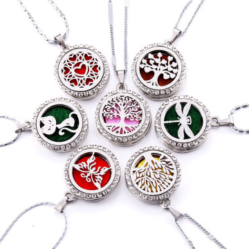 10 styles Aroma locket Necklace Magnetic Stainless Steel Aromatherapy Essential Oil Diffuser Perfume Locket Pendant Jewelry