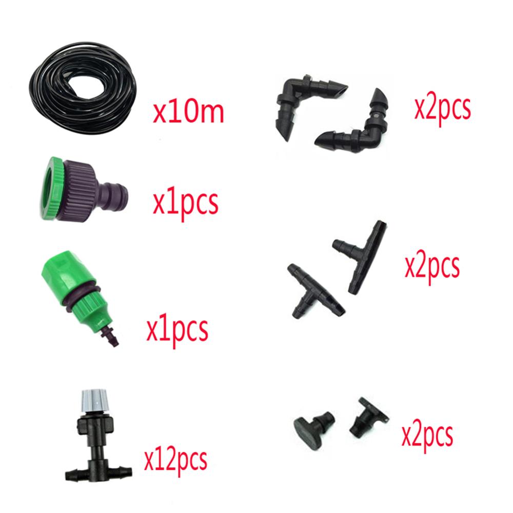 12pcs/set Garden Fog Watering Irrigation System Misting Cooling Automatic Water Nozzle with 33ft Hose Watering Accessories