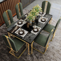 Luxury Marble Dining-Table Restaurant Furniture Rectangular Household Simple Small Apartment and Chairs Set