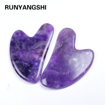 Natural violet Quartz Gua Sha Board Amethyst Stone Body Facial Eye Scraping Plate Acupuncture Massage Relaxation Healthy