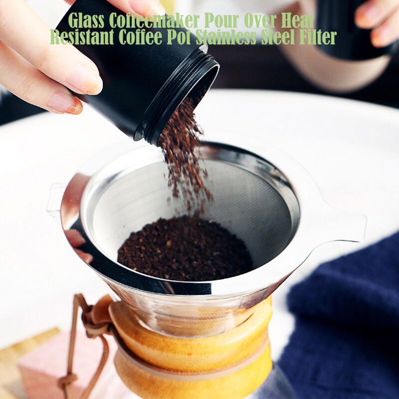 Glass Turkish Coffee Pot Coffee Pots Heat Resistant Classic Coffee Maker Pour Over Coffeemaker Pot Stainless Steel Coffee Filter