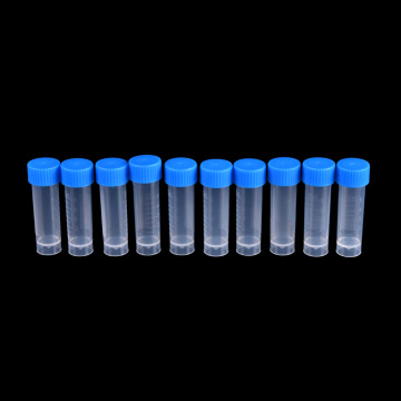10 Pcs 5ml Chemistry Test Tubes Plastic Sample Bottle Seal Vials with Caps Container for Chemistry Lab Supplies