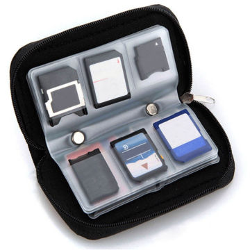 Black Solid SD SDHC MMC CF For Micro SD Memory Card Storage Carrying Pouch bag Box Case Holder Protector Wallet