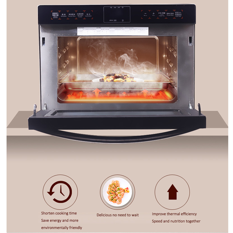 Intelligent touch LCD screen inverter microwave oven 900W fast heating energy saving 25L stainless steel liner convection oven