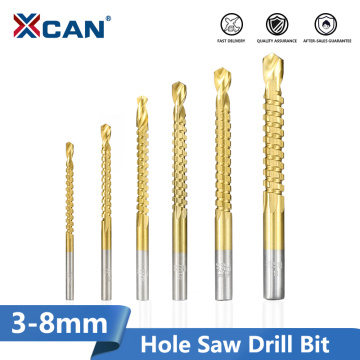 XCAN Titanium Coated HSS Drill Bit 3/4/5/6/6.5/8m Electric Drill Plastic Wood Hole Grooving Drill Saw Carpenter Woodworking Tool