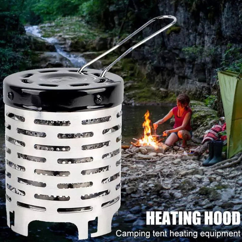 Durable Heater Stove Outdoor Tripod Gas Stoves Kitchen Cooking Portable Stainless Steel Warmer Heating Cover Camping Accessories