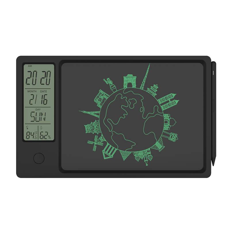 NEWYES Drawing Pad 9.5 Inch Temperature Humidity Display Electronic Calendar LCD Writing Tablet Doodle Board Type-c charging