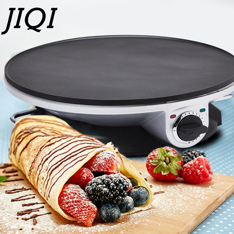 JIQI Electric Crepe Maker Pancake Baing Pan Chinese Spring Roll Pie Grill Machine BBQ Oven Barbecue Roasting Griddle EU US Plug