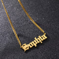 Personalized Custom Gold Color Stainless Steel Name Necklace Pendant Nameplate Necklace With 3mm Cuban Chain